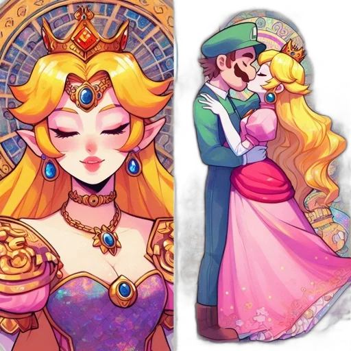 crown, dress, concept art, fantasy art, pixel art, watercolor, golden, colorful transparent PNG cut-out