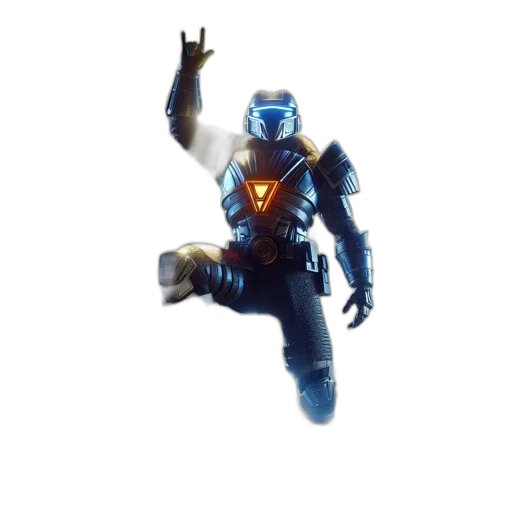 robot, weapon, jacket, creature, concept art, 3d render, pixel art, cyberpunk transparent PNG cut-out