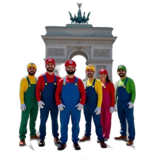 staff, hat, concept art, pixel art, 3d render, group, people, dressed transparent PNG cut-out