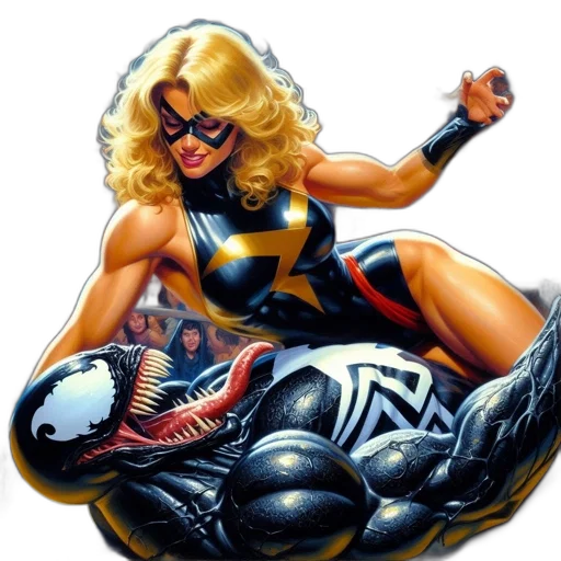 comic book art, concept art, cartoon, fantasy art, blonde, female, character, black transparent PNG cut-out