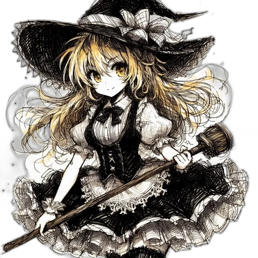 staff, hat, weapon, fantasy art, anime, concept art, cartoon, monochrome transparent PNG cut-out