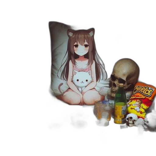 furniture, food, creature, mask, pixel art, concept art, 3d render, anime transparent PNG cut-out