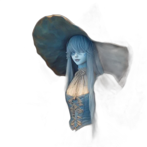 dress, umbrella, mask, hair, fantasy art, concept art, photorealistic, watercolor transparent PNG cut-out