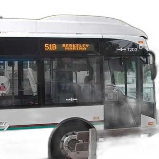 white, bus, route, number, 51b, destination, berkeley, marina transparent PNG cut-out