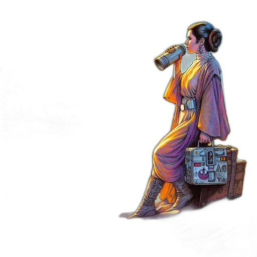 bottle, staff, concept art, photorealistic, comic book art, cyberpunk, female, character transparent PNG cut-out