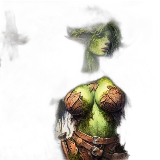 concept art, fantasy art, comic book art, watercolor, green, earth tones, ethereal, figure transparent PNG cut-out
