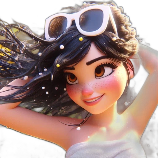 hair, 3d render, photorealistic, concept art, cartoon, underwater, animated, female transparent PNG cut-out