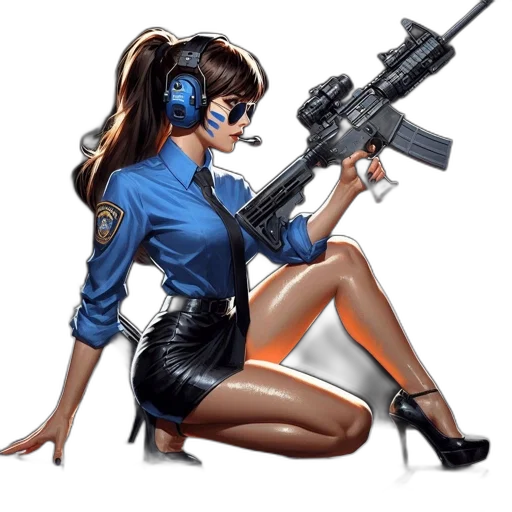 weapon, comic book art, concept art, cartoon, cyberpunk, blue, woman, brown transparent PNG cut-out