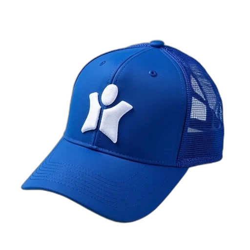 hat, crown, 3d render, blue, baseball, cap, white, logo transparent PNG cut-out