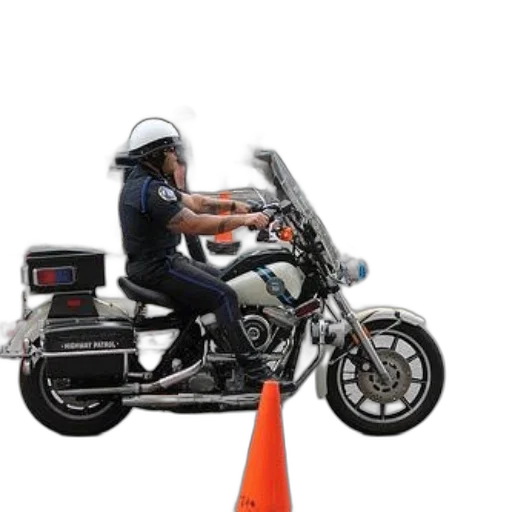 police, officer, motorcycle, navigates, around, orange, cones, urban transparent PNG cut-out