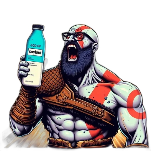 bottle, animal, fantasy art, comic book art, concept art, vaporwave, blue, caricature transparent PNG cut-out