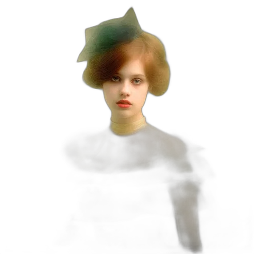 hat, hair, face, dress, photorealistic, 3d render, concept art, oil painting transparent PNG cut-out