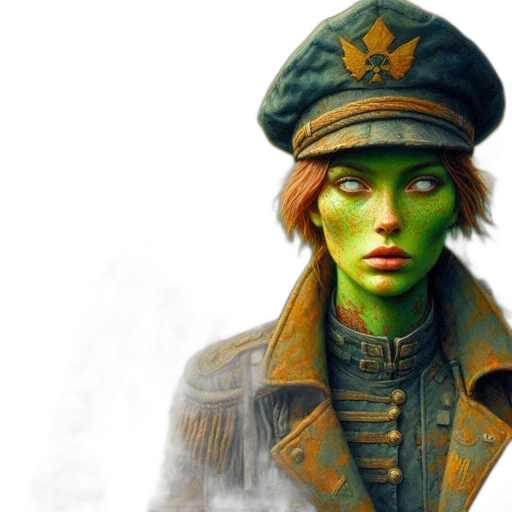 face, hat, staff, concept art, fantasy art, photorealistic, oil painting, green transparent PNG cut-out