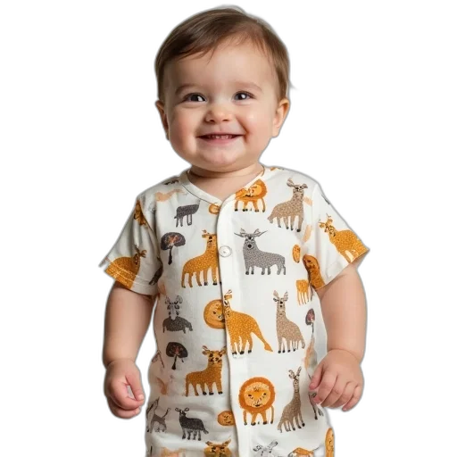 animal, baby, short, sleeve, romper, animals transparent PNG cut-out
