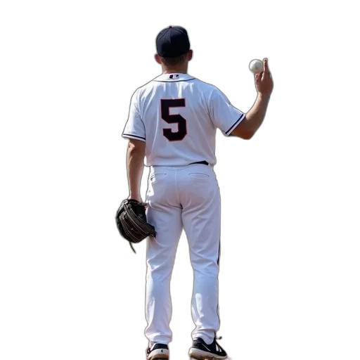 baseball, player, white, uniform, number, back, standing, field transparent PNG cut-out