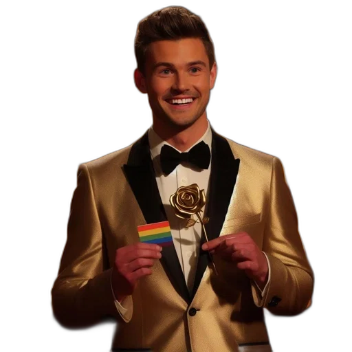 jacket, staff, golden, individual, wearing, suit, smiles, while transparent PNG cut-out