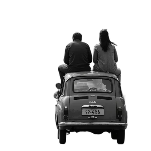car, photorealistic, city street, black, white, photograph, busy, street transparent PNG cut-out