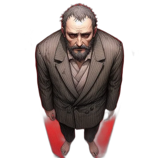 jacket, face, staff, mask, concept art, pixel art, comic book art, cyberpunk transparent PNG cut-out