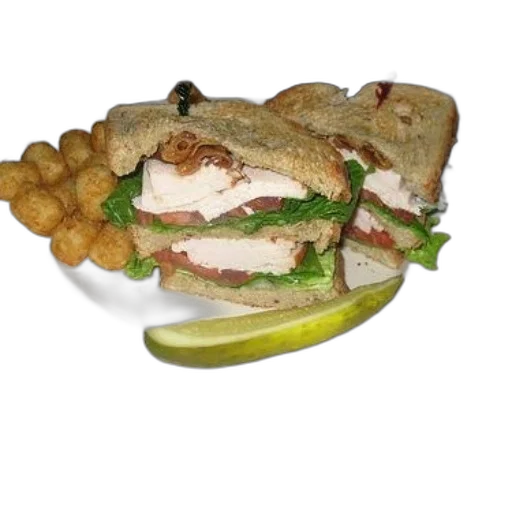 food, turkey, sandwich, lettuce, tomato, pickle, white, plate transparent PNG cut-out