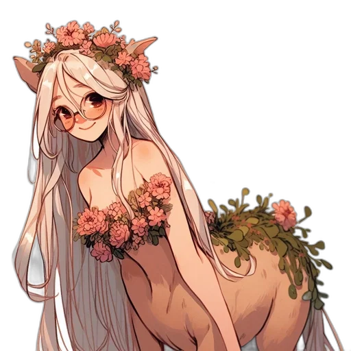 creature, dress, flower, dragon, concept art, fantasy art, anime, pixel art transparent PNG cut-out