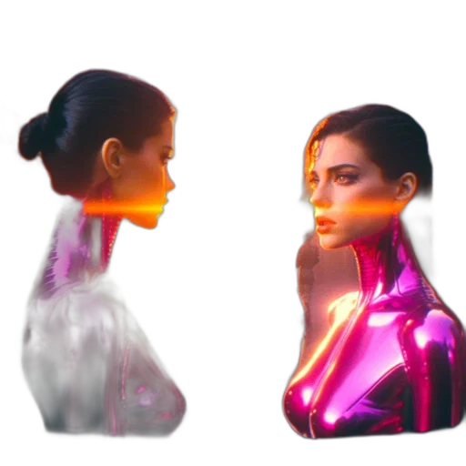 jewelry, robot, mask, face, concept art, 3d render, cyberpunk, vaporwave transparent PNG cut-out