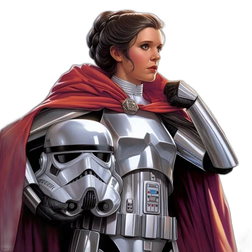concept art, photorealistic, comic book art, fantasy art, woman, silver, armor, red transparent PNG cut-out