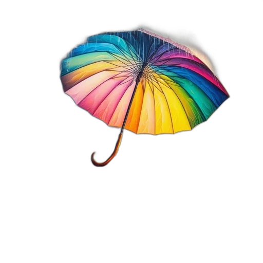umbrella, hat, staff, jewelry, watercolor, photorealistic, 3d render, rain transparent PNG cut-out