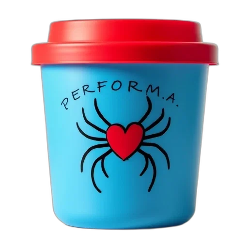 3d render, red, blue, plastic, container, spider, design, has transparent PNG cut-out
