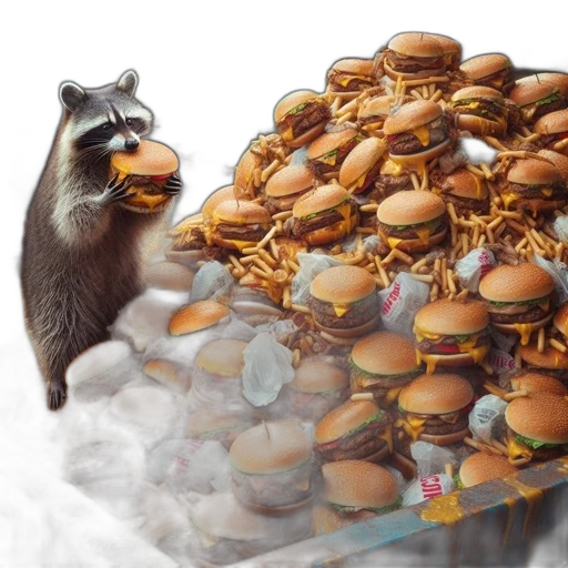 food, animal, concept art, 3d render, photorealistic, raccoon, enjoys, meal transparent PNG cut-out