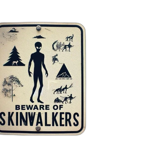 alien, silhouette, adorns, forest, warning, sign, along, woodland transparent PNG cut-out