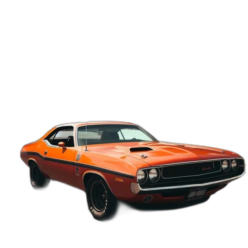 car, animal, photorealistic, 3d render, orange, muscle, dominates, foreground transparent PNG cut-out