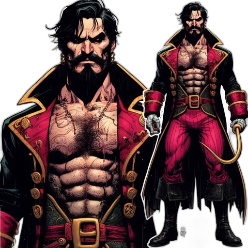comic book art, concept art, fantasy art, red, illustration, portrays, rugged, tattooed transparent PNG cut-out