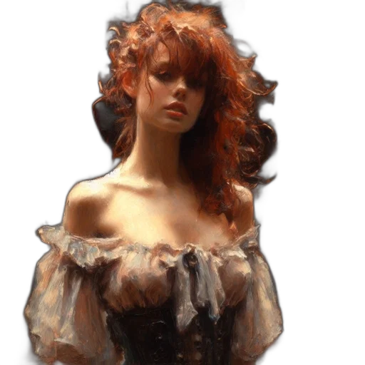 dress, hair, photorealistic, concept art, fantasy art, oil painting, earth tones, dark transparent PNG cut-out