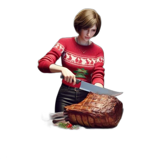 food, animal, photorealistic, pixel art, concept art, 3d render, inside, festive transparent PNG cut-out