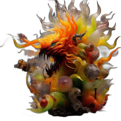 dragon, food, creature, hair, 3d render, concept art, fantasy art, photorealistic transparent PNG cut-out