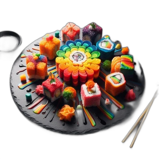 food, jewelry, umbrella, weapon, 3d render, colorful, sushi, rolls transparent PNG cut-out