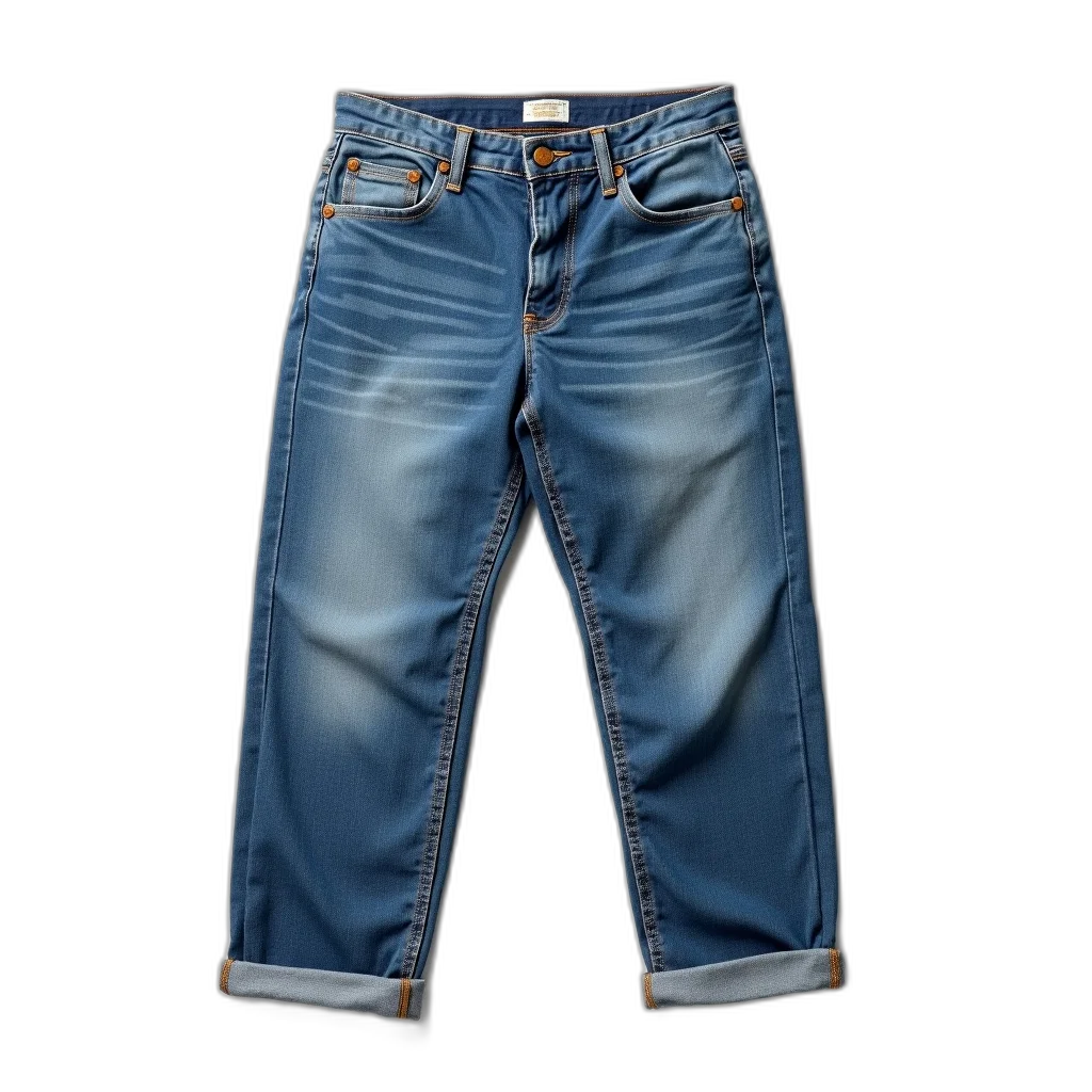 jacket, 3d render, photorealistic, blue, pair, jeans, button, fly transparent PNG cut-out