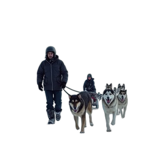 animal, staff, concept art, pixel art, snow, man, pulling, sled transparent PNG cut-out