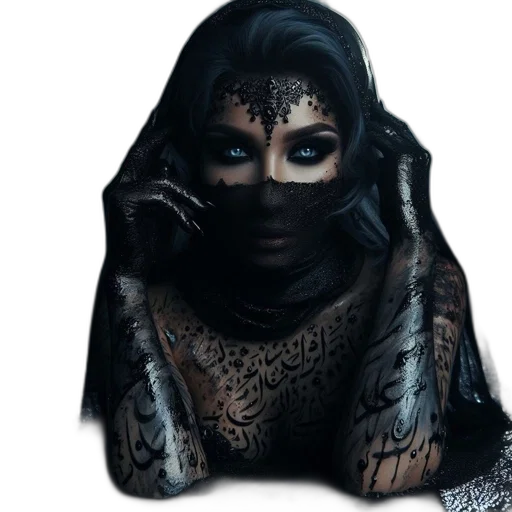 mask, creature, face, dress, fantasy art, concept art, photorealistic, 3d render transparent PNG cut-out