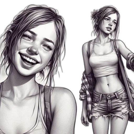 comic book art, photorealistic, concept art, fantasy art, image, pair, monochromatic, sketches transparent PNG cut-out