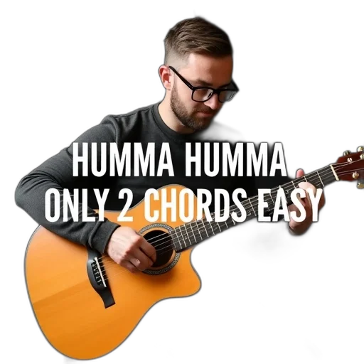 man, glasses, playing, acoustic, guitar, text, humma, only transparent PNG cut-out