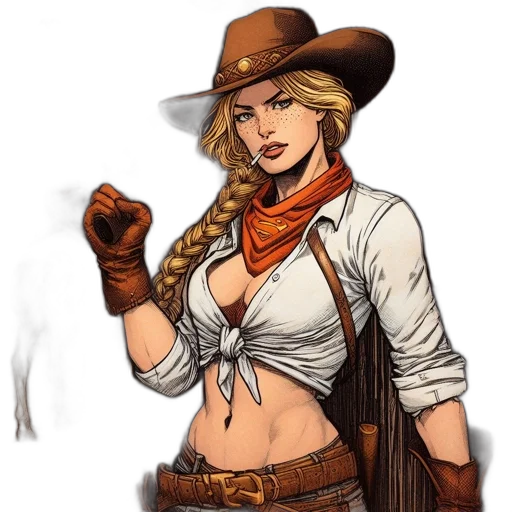 staff, hat, comic book art, concept art, fantasy art, pixel art, earth tones, western transparent PNG cut-out