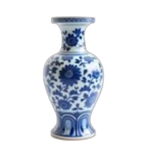 bottle, photorealistic, 3d render, oil painting, blue, white, porcelain, vase transparent PNG cut-out