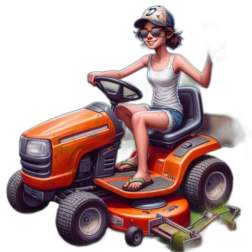 car, photorealistic, concept art, cartoon, fantasy art, woman, suburban, backyard transparent PNG cut-out