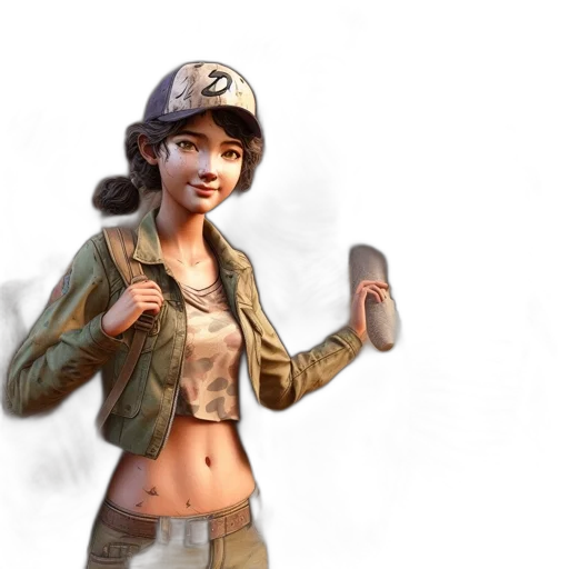 jacket, weapon, staff, concept art, photorealistic, fantasy art, 3d render, earth tones transparent PNG cut-out