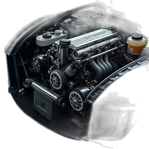 car, 3d render, photorealistic, engine transparent PNG cut-out