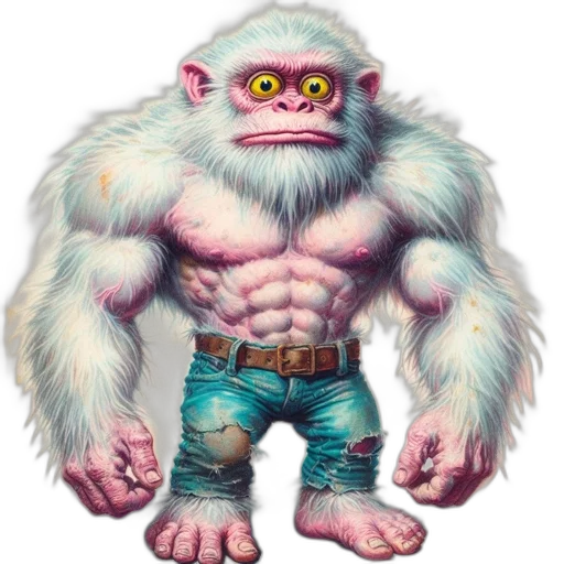creature, animal, concept art, fantasy art, photorealistic, 3d render, muscular, primate-human transparent PNG cut-out
