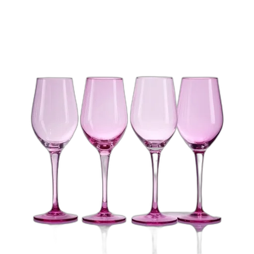 3d render, set, four, wine, glasses, clear, transparent, glass transparent PNG cut-out