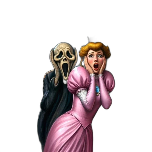 dress, concept art, comic book art, fantasy art, cartoon, humorous, reinterpretation, scream transparent PNG cut-out
