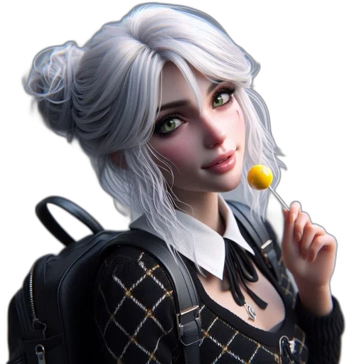 staff, jewelry, jacket, fantasy art, concept art, 3d render, photorealistic, monochrome transparent PNG cut-out